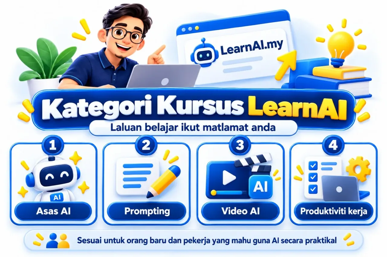 Ilustrasi kategori pembelajaran AI untuk pengguna baharu dan pekerja